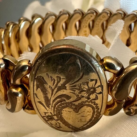 πHPπ NO MONOGRAM Vtg. Pitman & Keeler Amer. Queen Gold-Filled Exp. Bracelet - Picture 2 of 13